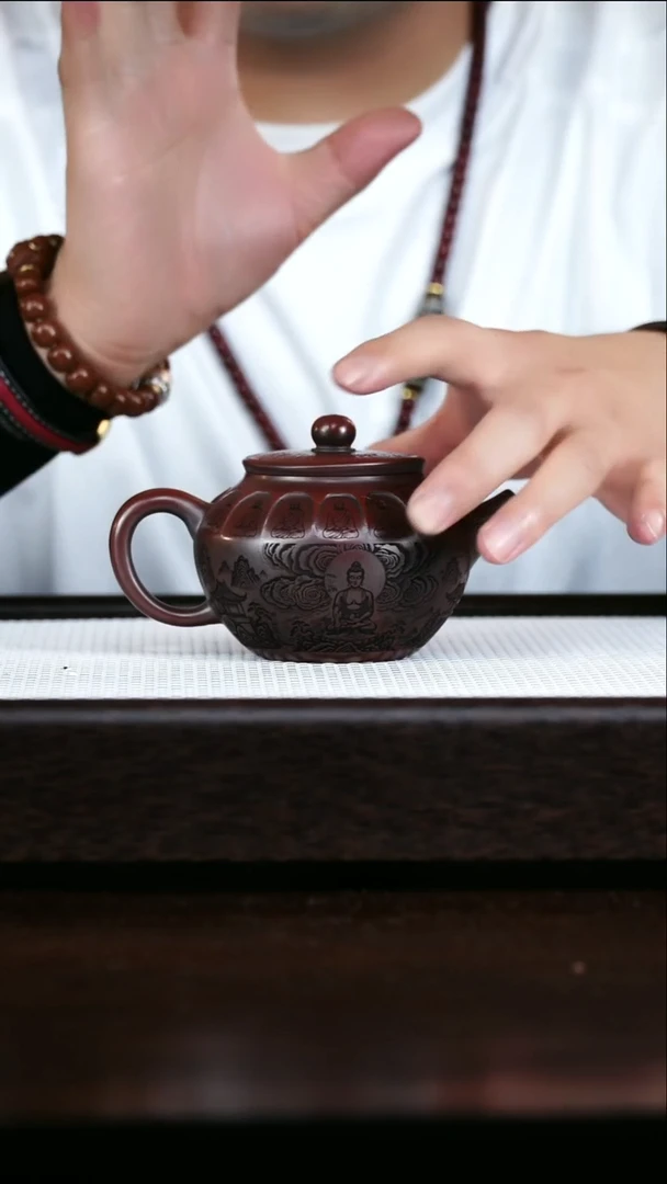 茶壶紫砂古乌泥十八罗汉壶