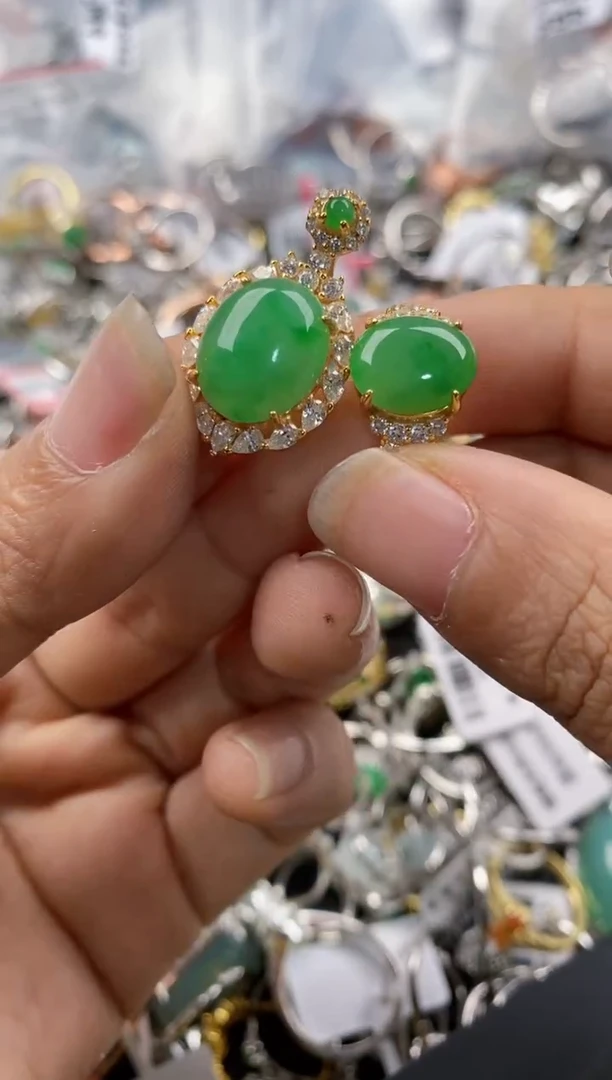 银S925镶嵌戒指翡翠999---5