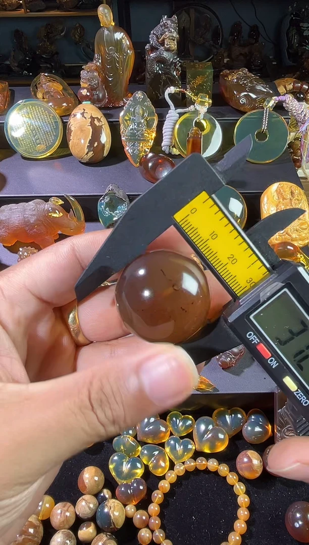 琥珀颈饰未镶嵌31mm金棕大单珠16.5g