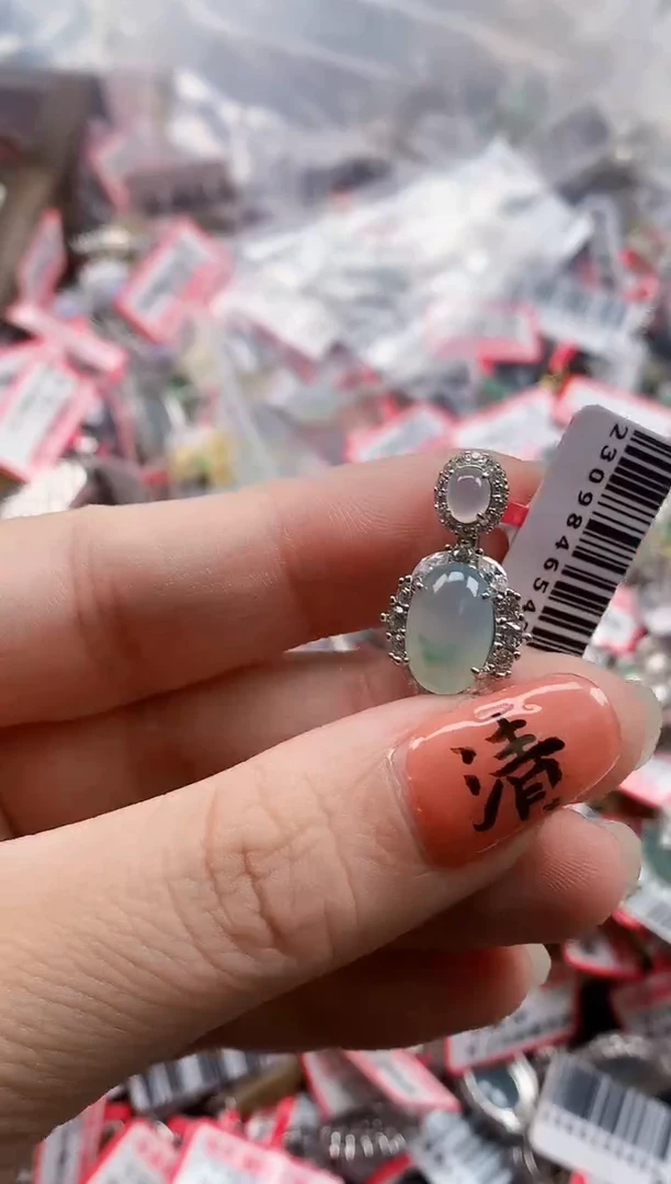 银S925镶嵌戒指翡翠天然A货缅甸翡翠