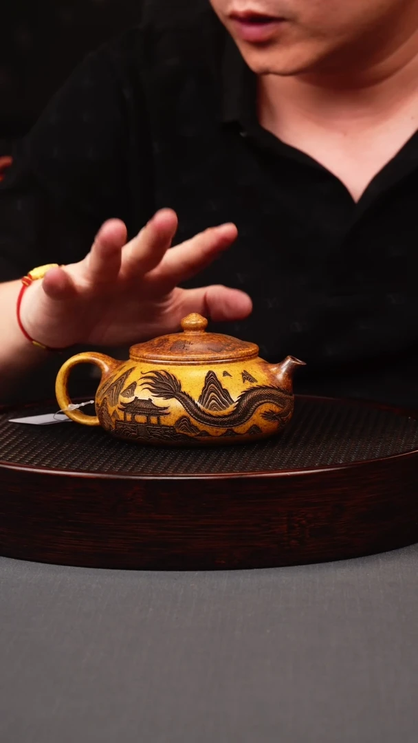 茶壶紫砂龙骨金砂柴烧龙纹寒江
