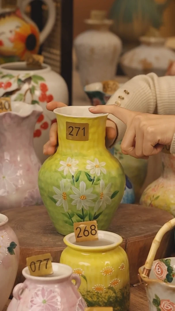 陶瓷景德镇设计师手作花器摆件侘寂风@M271@