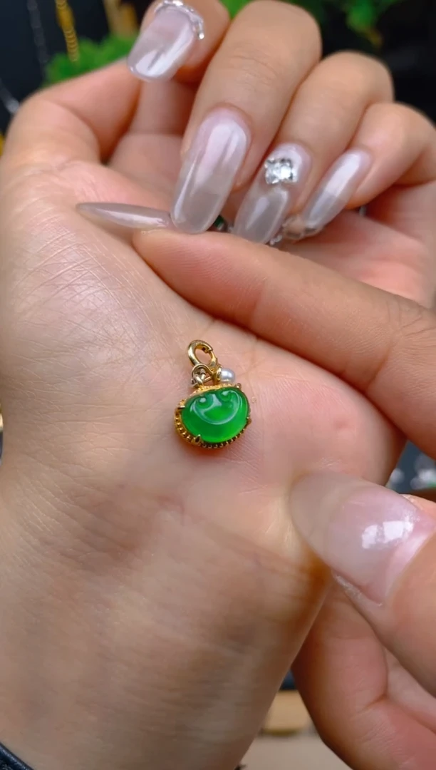 吊坠(不含链)银S925镶嵌翡翠如意万能扣