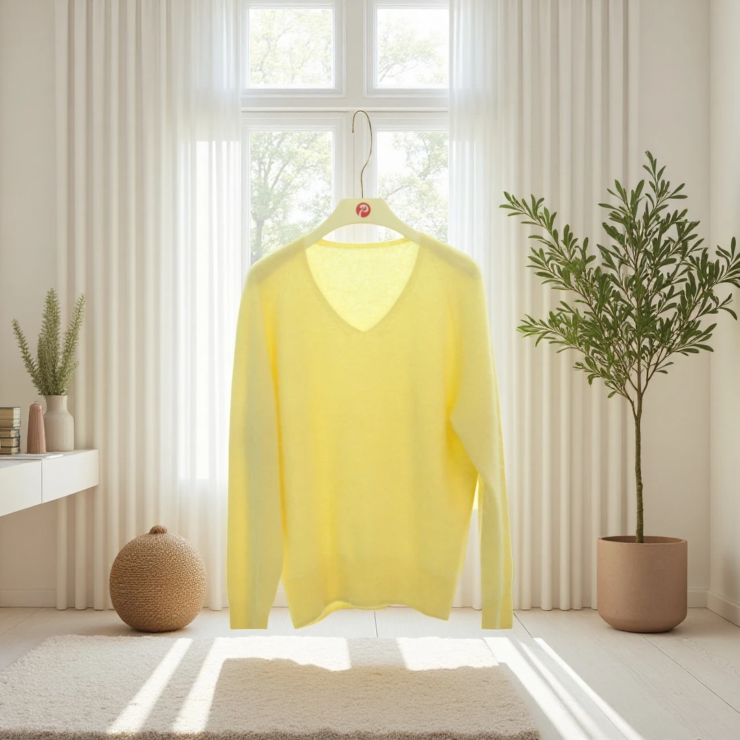 爆款新款秋冬纯色保暖百搭无缝羊绒拉毛V领常规慵懒风时尚GF9092