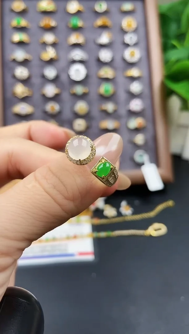 银S925镶嵌戒指翡翠12