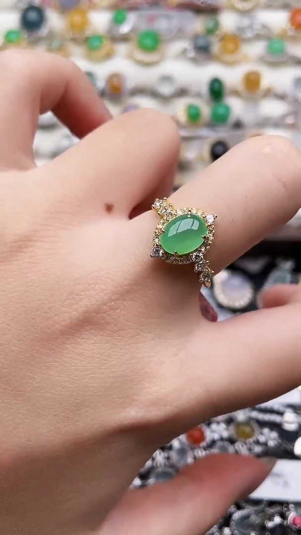 银S925镶嵌戒指翡翠135