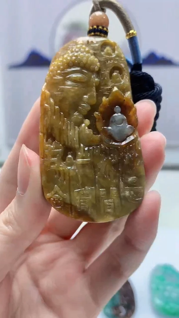 【闪购商品】定制翡翠未镶嵌4917zm-毛货挂件佛观天下161