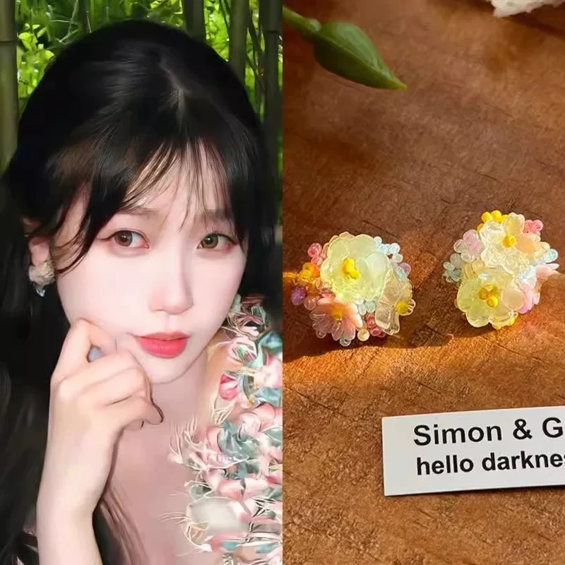 铜合金耳饰 虞书欣百搭度假风花朵耳钉女气质多巴胺春夏耳环耳饰