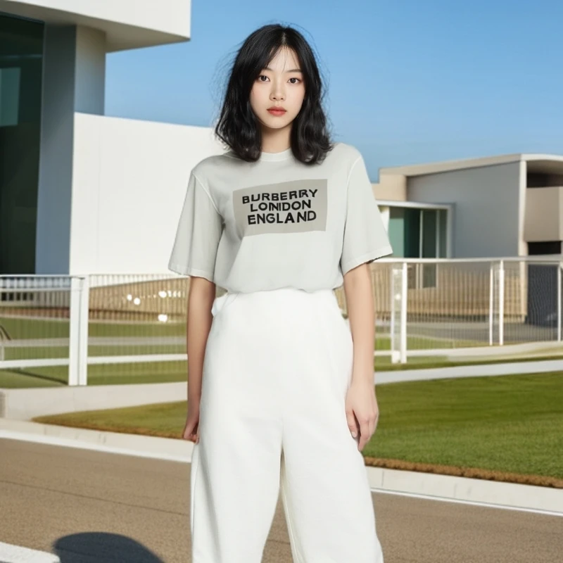 99新 BURBERRY/博柏利 /T恤/英文印花圆领短袖T恤/M码/0001521