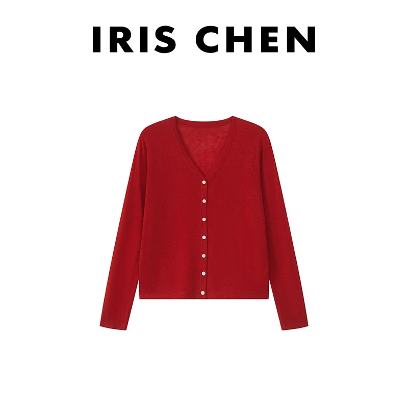 IRIS CHEN 氧气开衫 2025春夏上新水溶绵羊毛百搭针织开衫25WT231