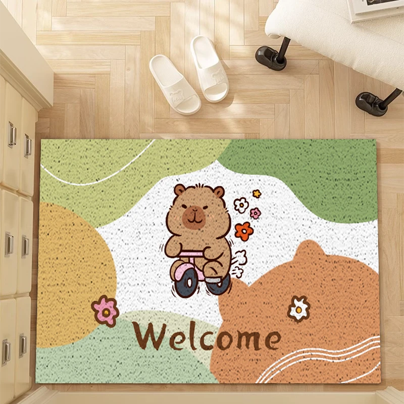 北欧风蜡笔小新入户门丝圈地垫可裁剪简约卡通蹭土耐脏防门口地毯