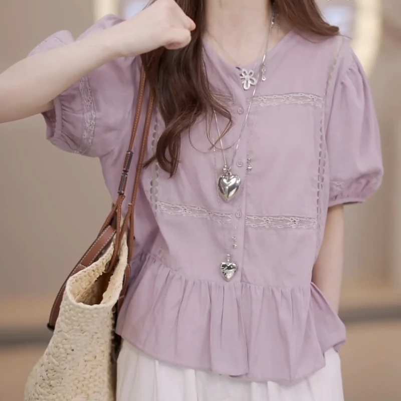 2025新夏季款法式减龄显瘦泡泡袖时尚衬衫LK2503989