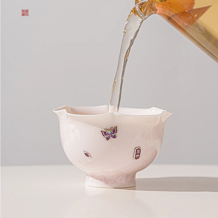 结晶釉窑变茶杯高档主人杯陶瓷茶具品茗女士专用茶盏大容量压手杯