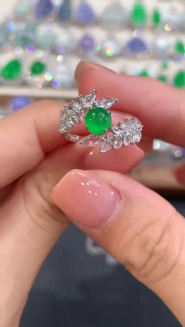 18K金镶嵌戒指翡翠a211多样性一件发货