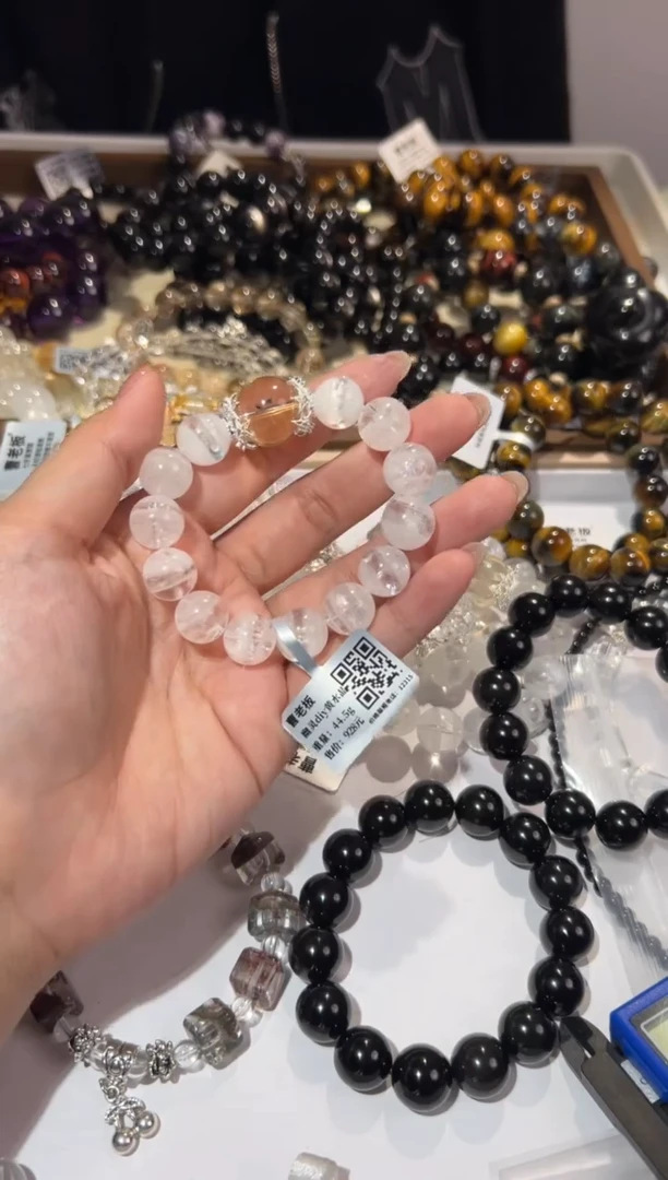 【闪购商品】水晶手链未镶嵌12mm白幽灵diy黄水晶