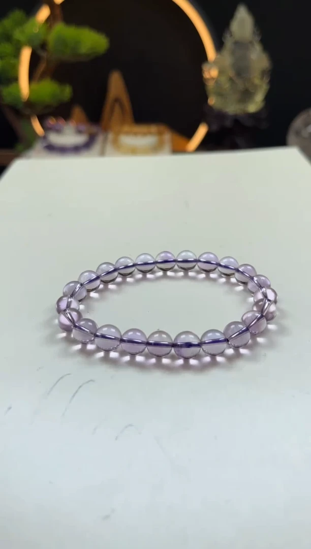 未镶嵌手链紫晶天然紫水晶圆珠手串8mm