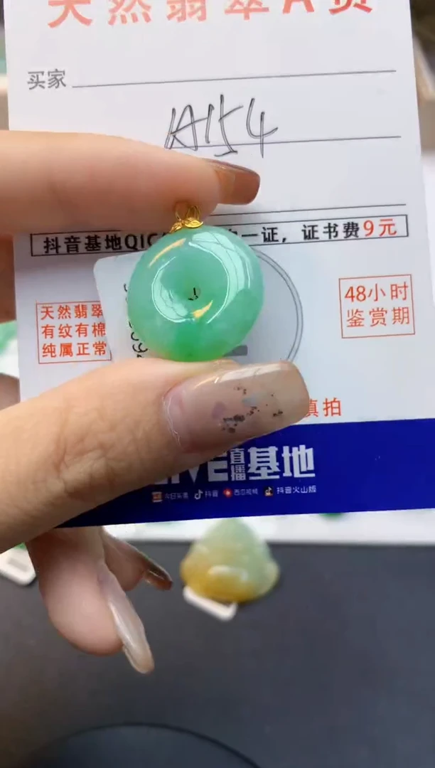 颈饰18K金镶嵌翡翠天然A货翡翠百元以上9元证书费自理