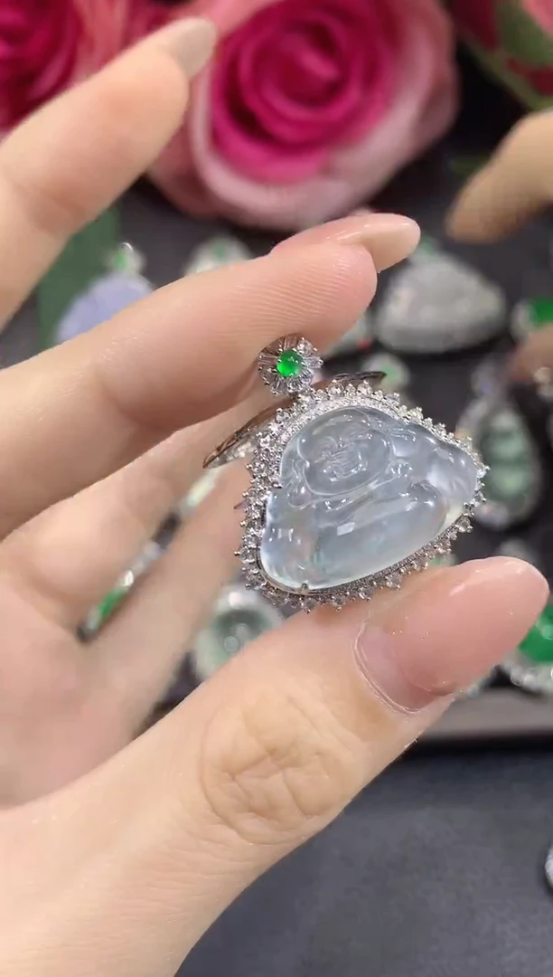 吊坠(不含链)18K金镶嵌翡翠C73翡翠