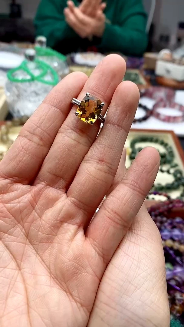 【闪购商品】黄晶戒指未镶嵌黄水晶戒指