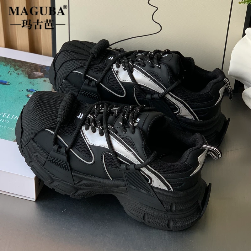 玛古芭小众新款老爹鞋女款厚底增高显脚小时尚爆款百搭休闲运动鞋