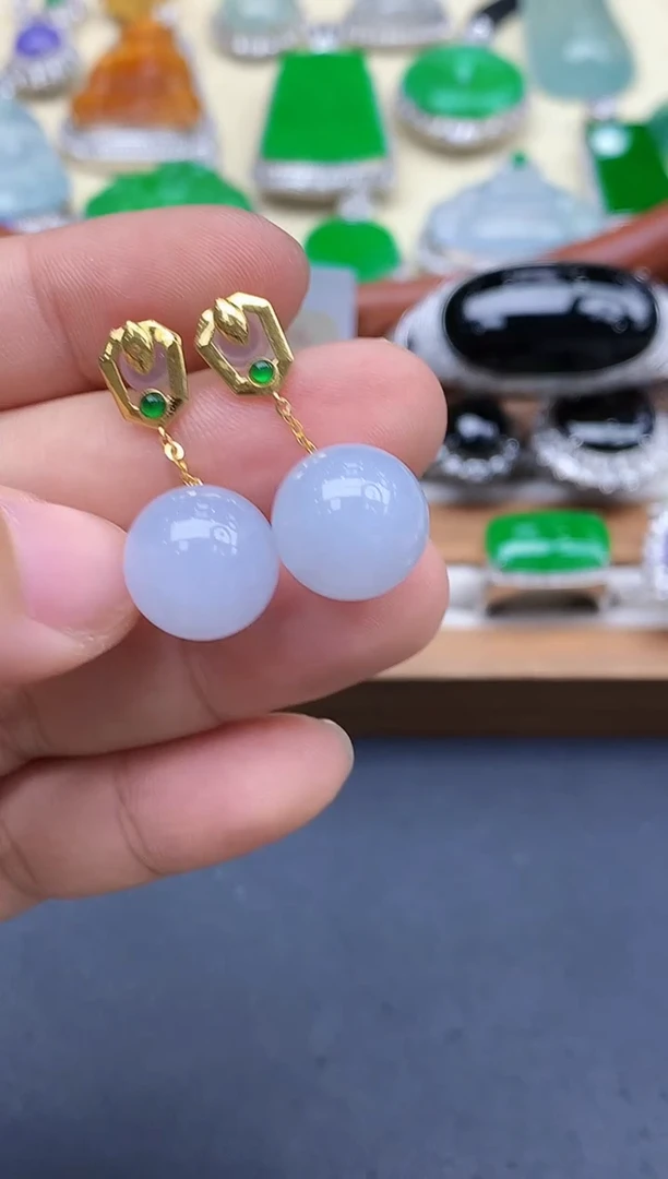 18K金镶嵌翡翠耳饰344-中国好珍宝