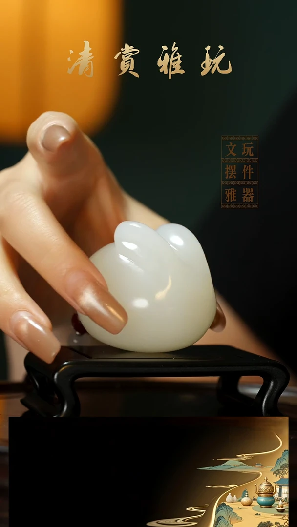 玉《前途无量》手把件摆件