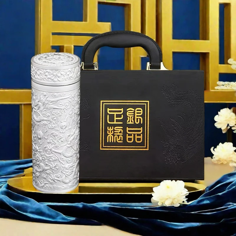 高端九龙银杯子银离子创意水杯便携商务大气高档礼品送礼保温杯