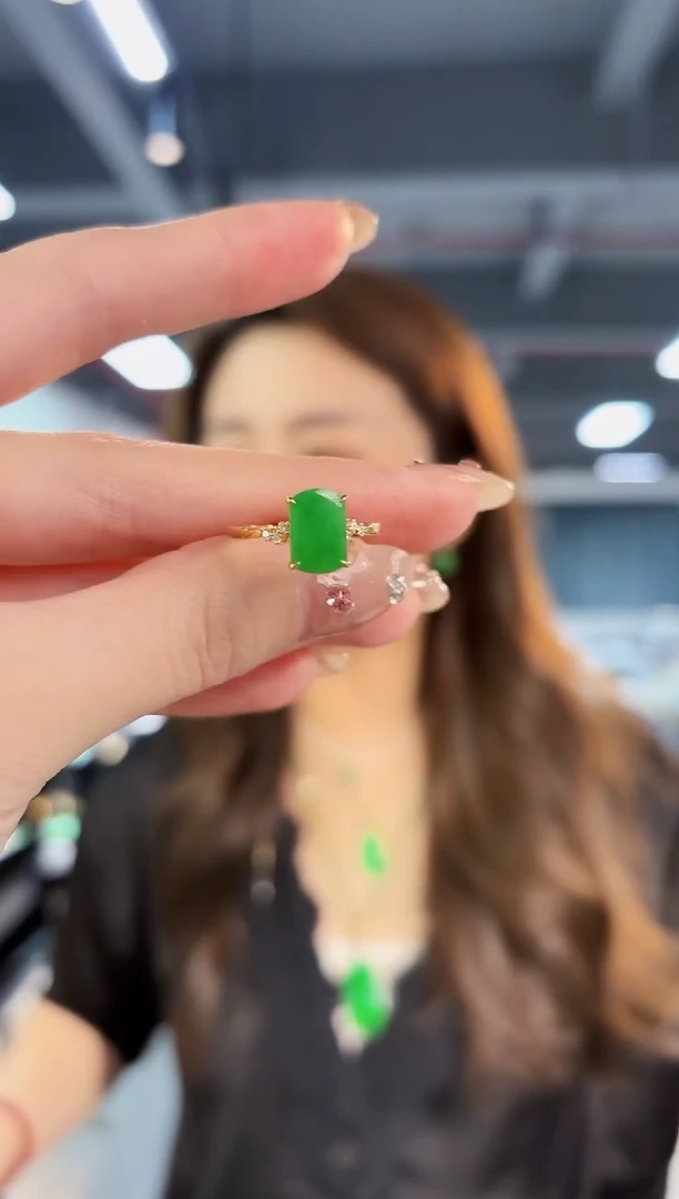 【闪购商品】翡翠戒指18K金镶嵌缅料A货/支持复检/一件