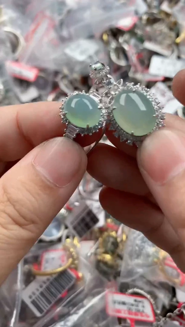 银S925镶嵌戒指翡翠11  11    9