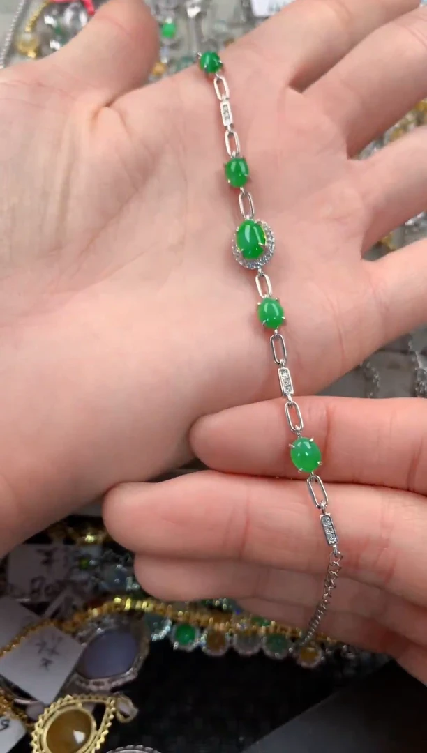 银S925镶嵌戒指翡翠666----3