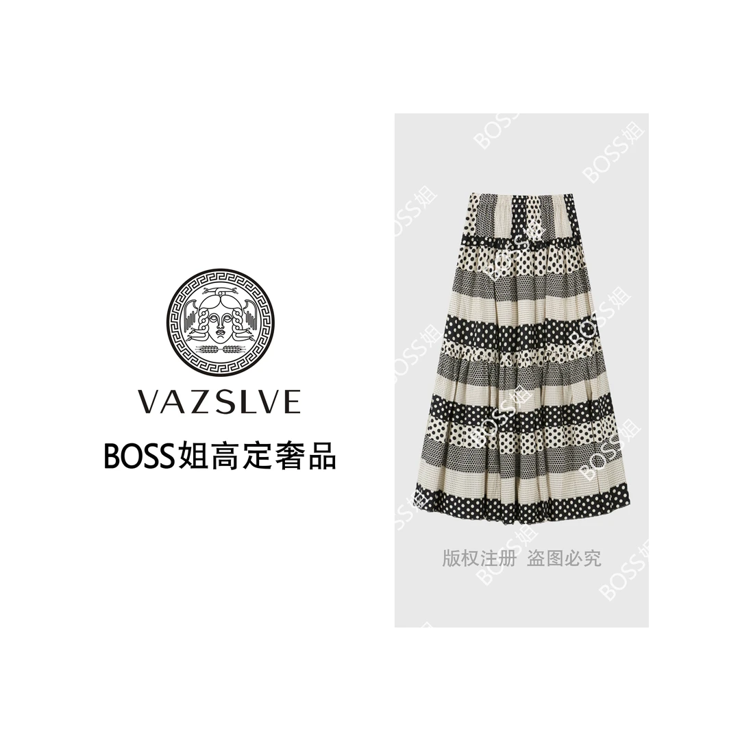 VAZSLVE/原创设计 夏季百搭艺术印花设计感松紧腰半身裙553Q911