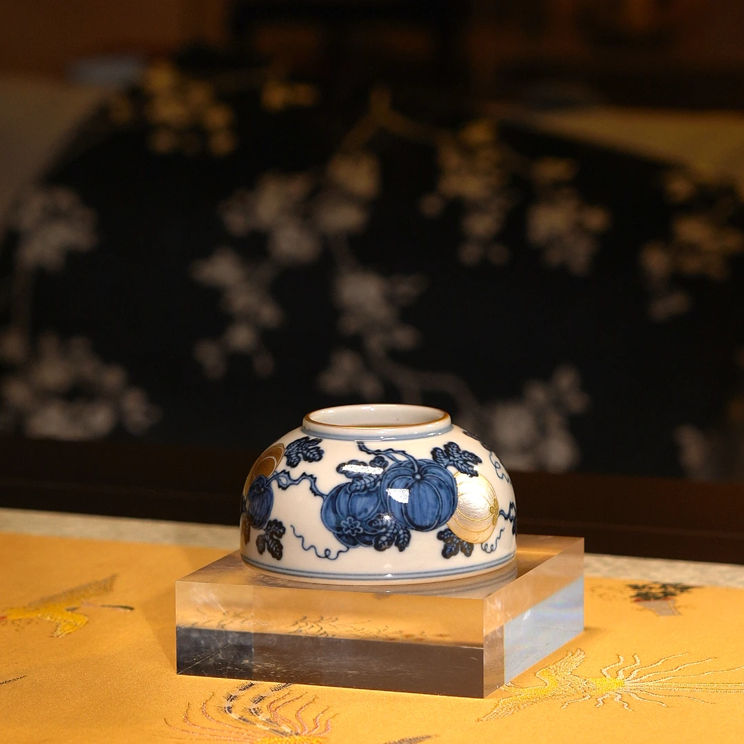 DM大明风华 青花西瓜错金银小水盂