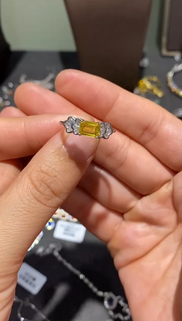 戒指蓝宝石银S925镶嵌戒指