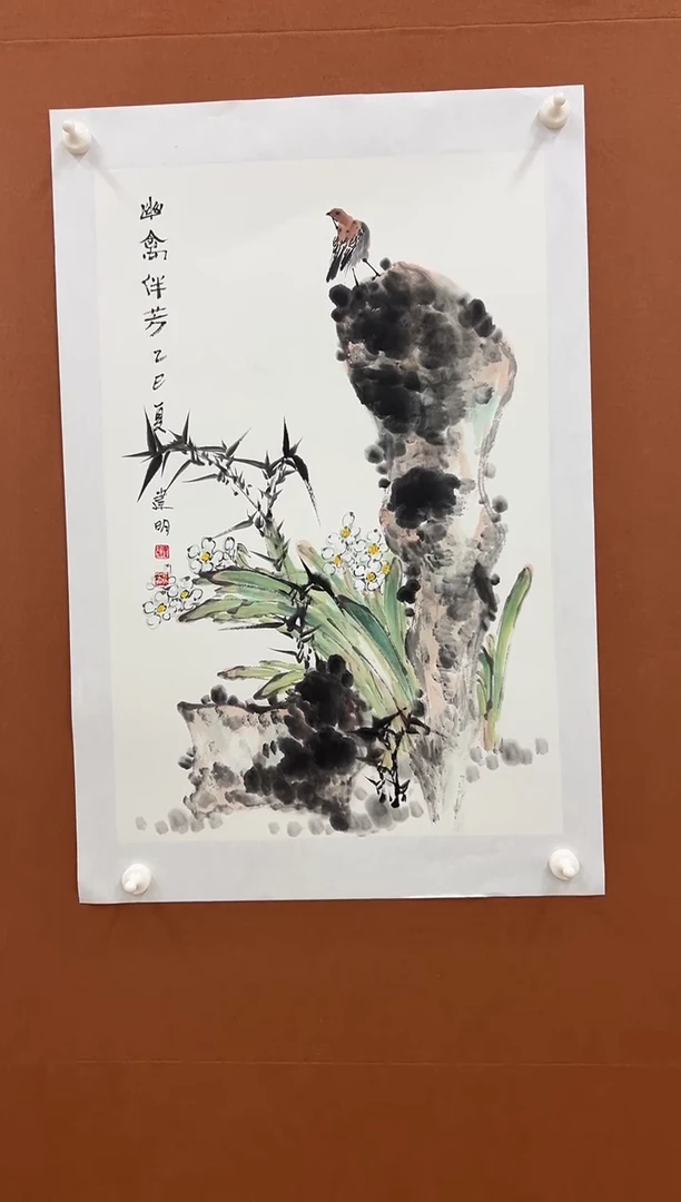 国画童建明2.7平尺花鸟