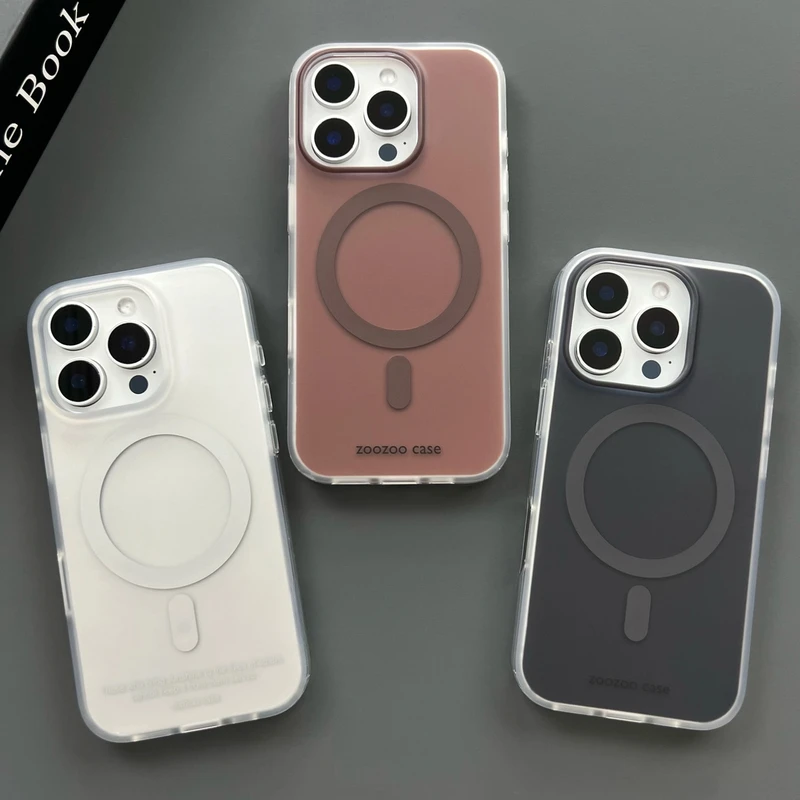 磁吸纯色简约高级感适用iPhone16promax手机壳苹果17/15/14磨砂