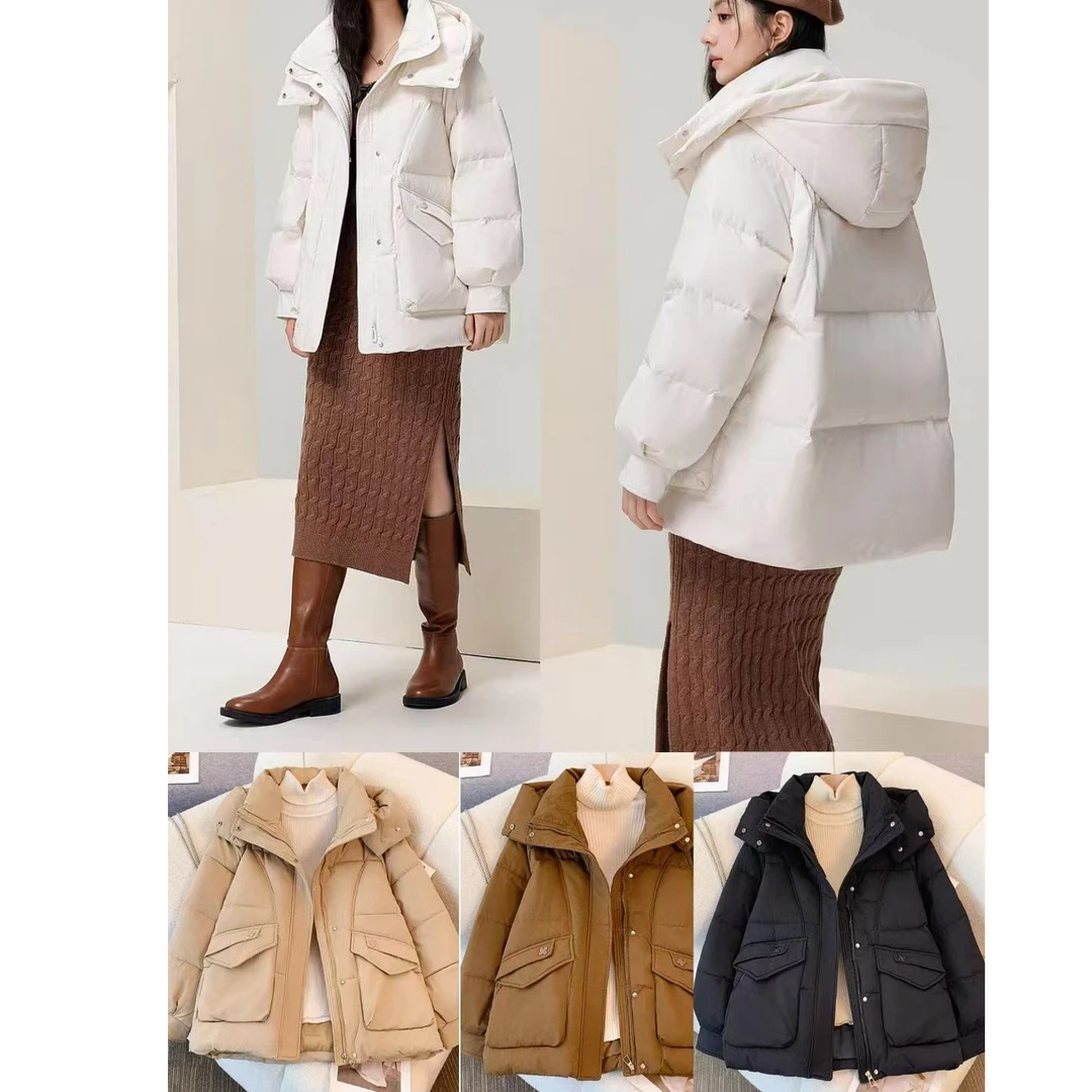 中长款常规款连帽宽松短款女装休闲百搭厚羽绒棉服