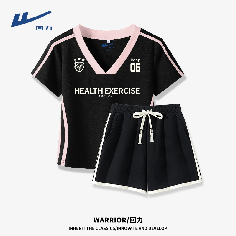 回力短袖短裤套装女2025新款夏季女生韩系ins衣服休闲运动两件套L