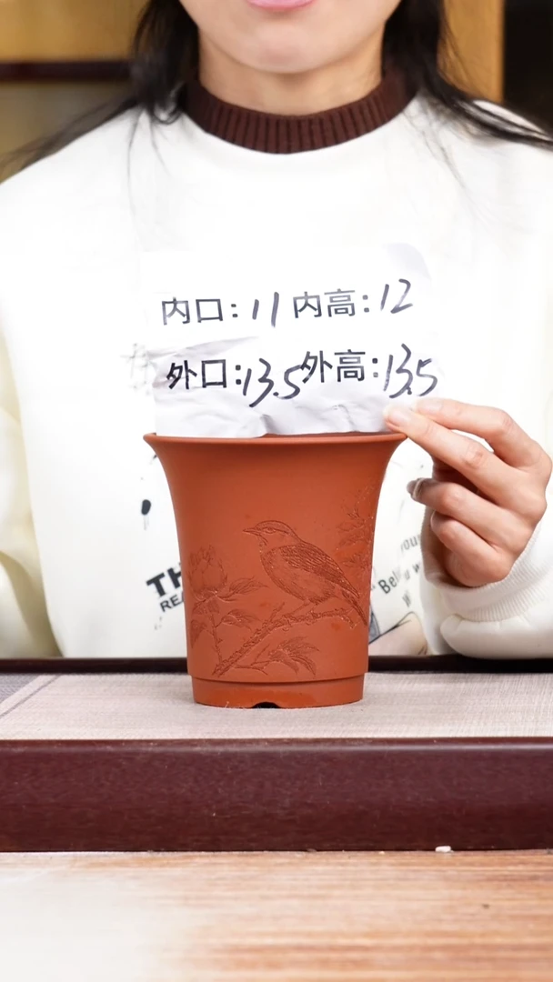 紫砂花盆新款清水泥花开富贵大号迷你圆盆一只无托