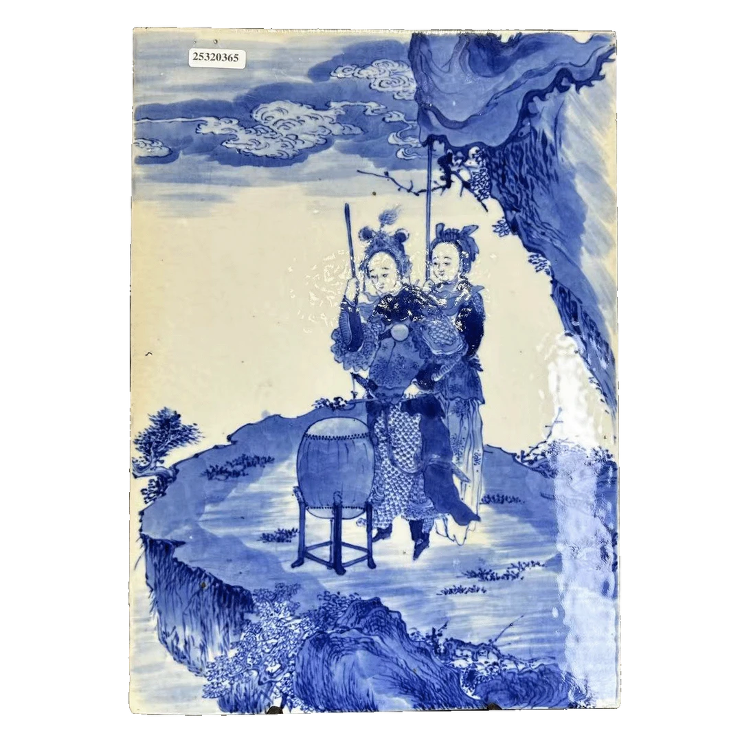 25320365x青花穆桂英挂帅故事纹瓷板