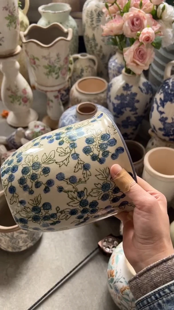 【闪购商品】陶瓷花盆高16.5cm内口14cm