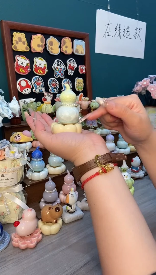 摆件陶黄色葫芦景德镇陶瓷摆件1个装