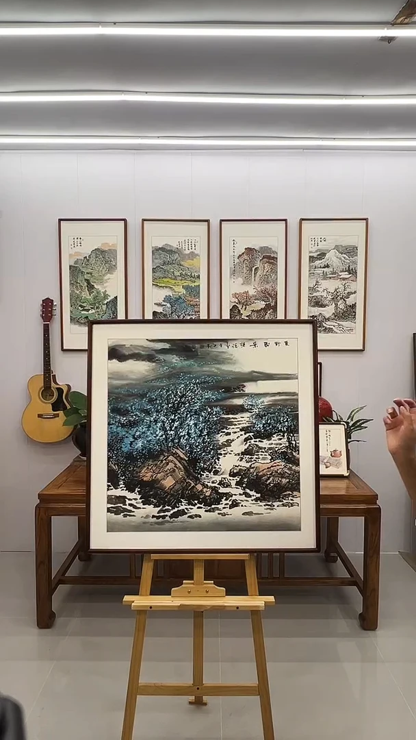 国画董海君  80*80 蓝色系 山水