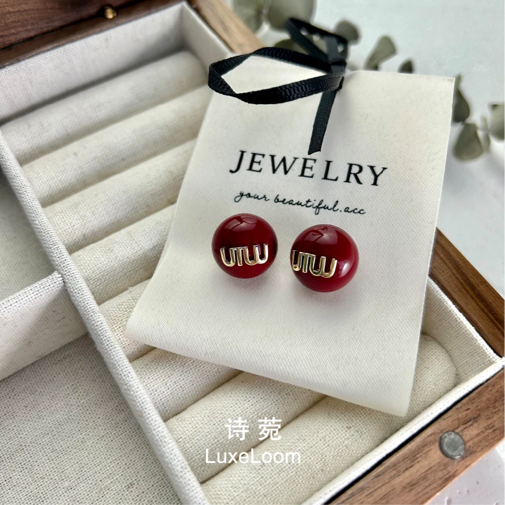 LuxeLoom/诗菀 铜合金耳饰 【红色豆豆耳环】露营氛围A0177