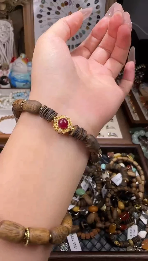 天然辰砂沉香手链