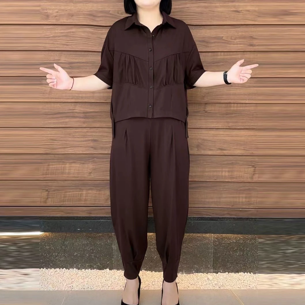 <专柜品质>夏季新款时尚休闲宽松显瘦洋气女士韩版优雅两件套装