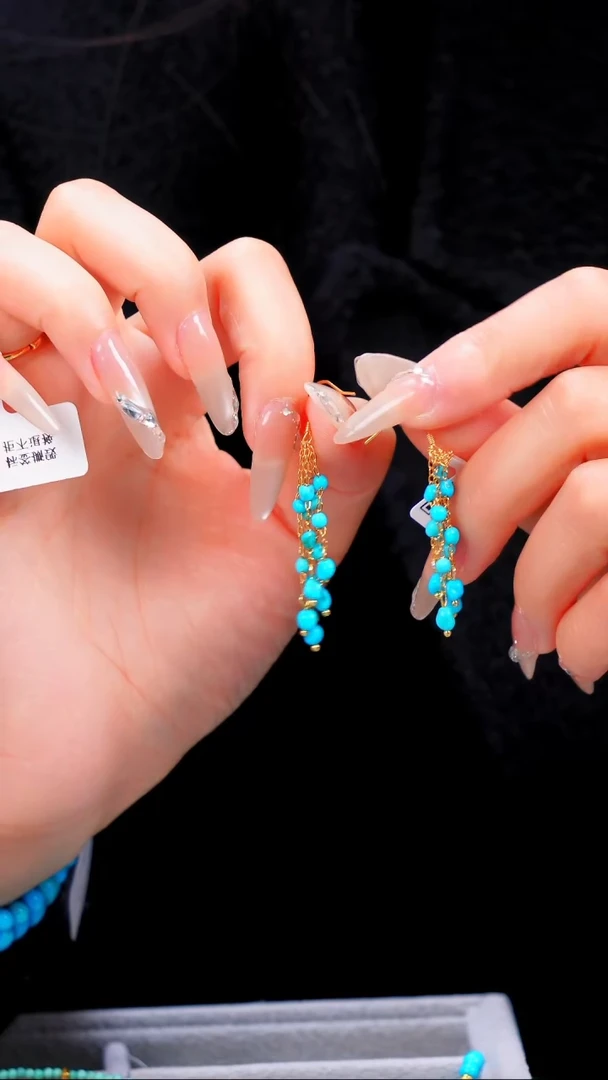 【闪购商品】绿松石耳环银S925镶嵌发货一件