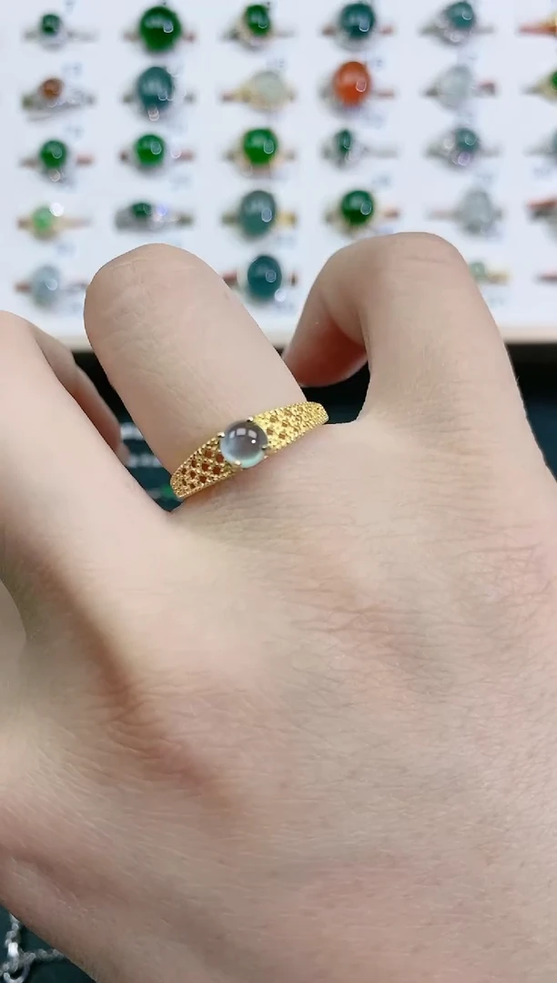 翡翠戒指银S925镶嵌天然翡翠