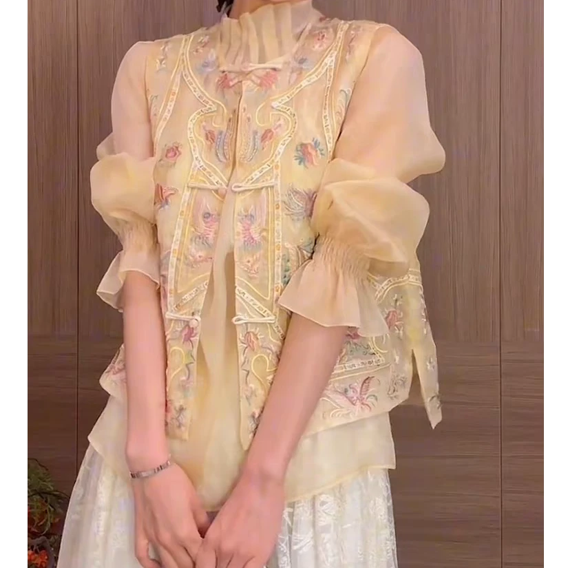 气质轻奢新中式重工刺绣马甲女2025夏季国风马甲
