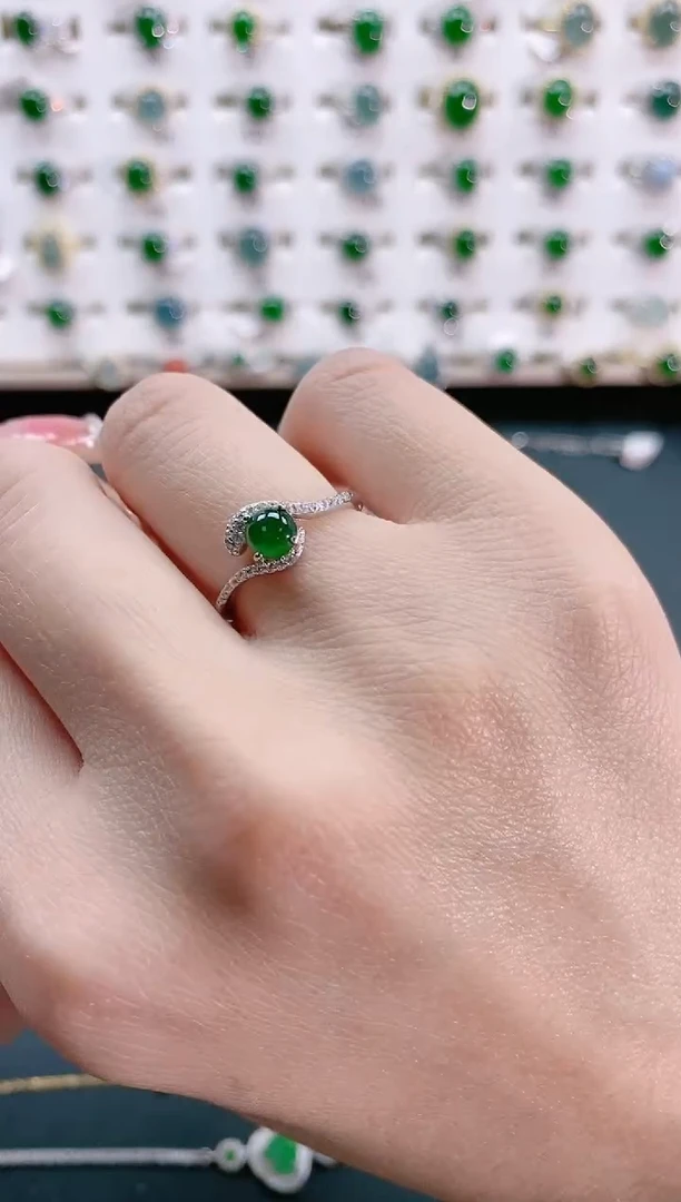 【闪购商品】翡翠戒指银S925镶嵌天然翡翠