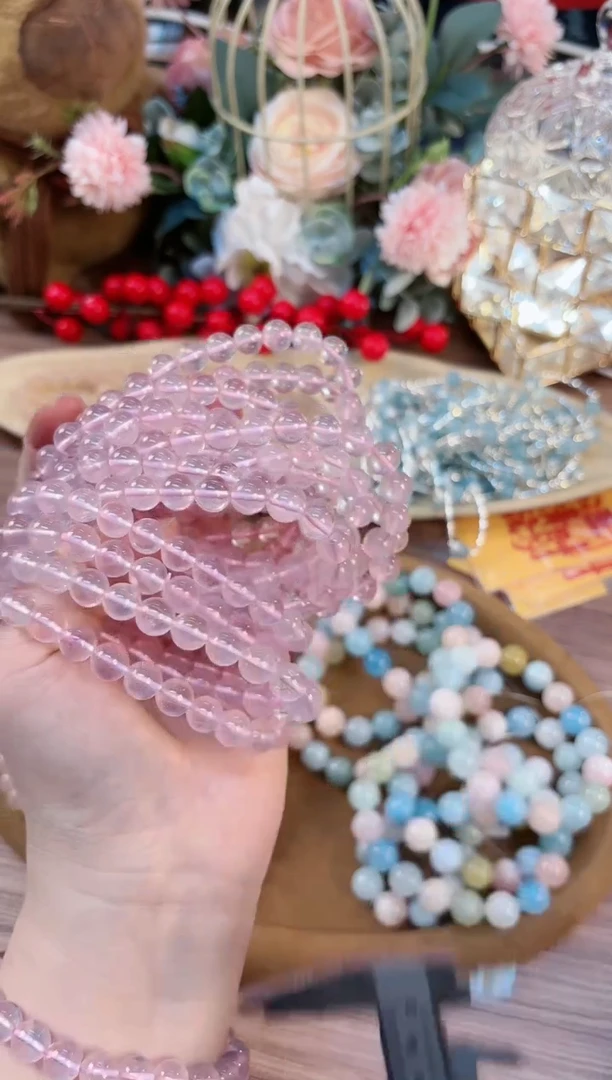 【闪购商品】水晶手链未镶嵌DCF0003莫桑比克星光粉水晶8+